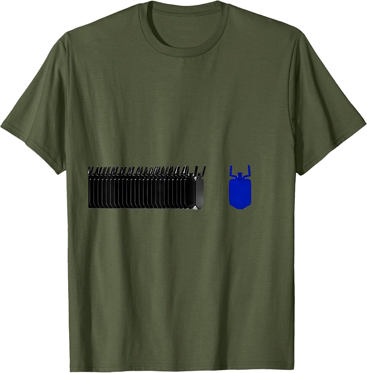 Men's Thin Blue Line Ticks Police Support Tribute T-Shirt - Olive Green