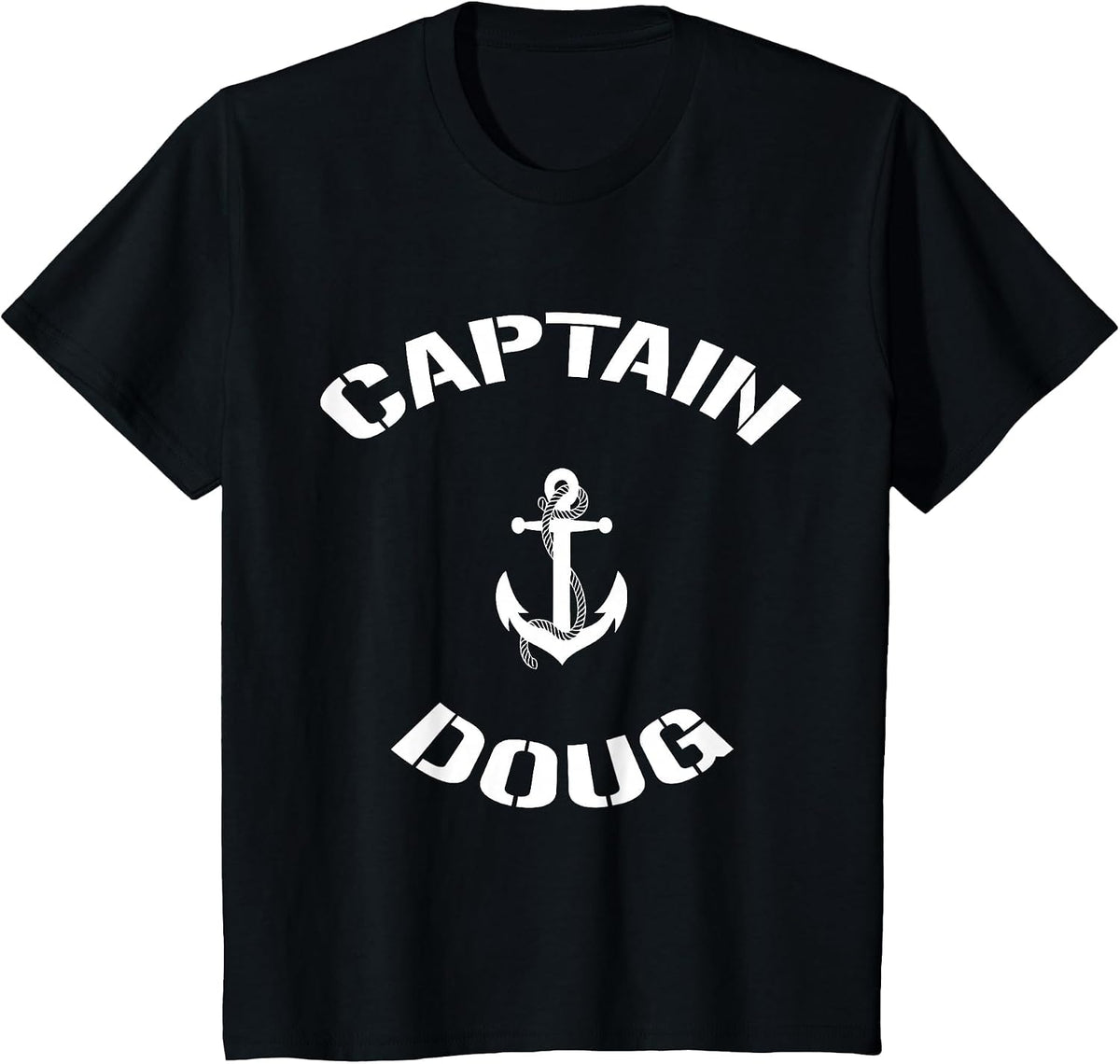 Sailing Boat Captain Doug Personalized Boating Name T-Shirt - Black