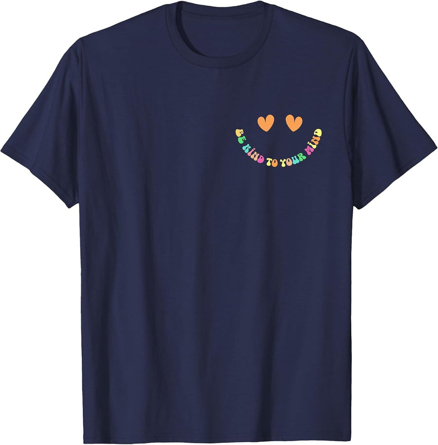 Funny Mens Women Kids Mental Health Matters 2 Sided T-Shirt - Navy Blue