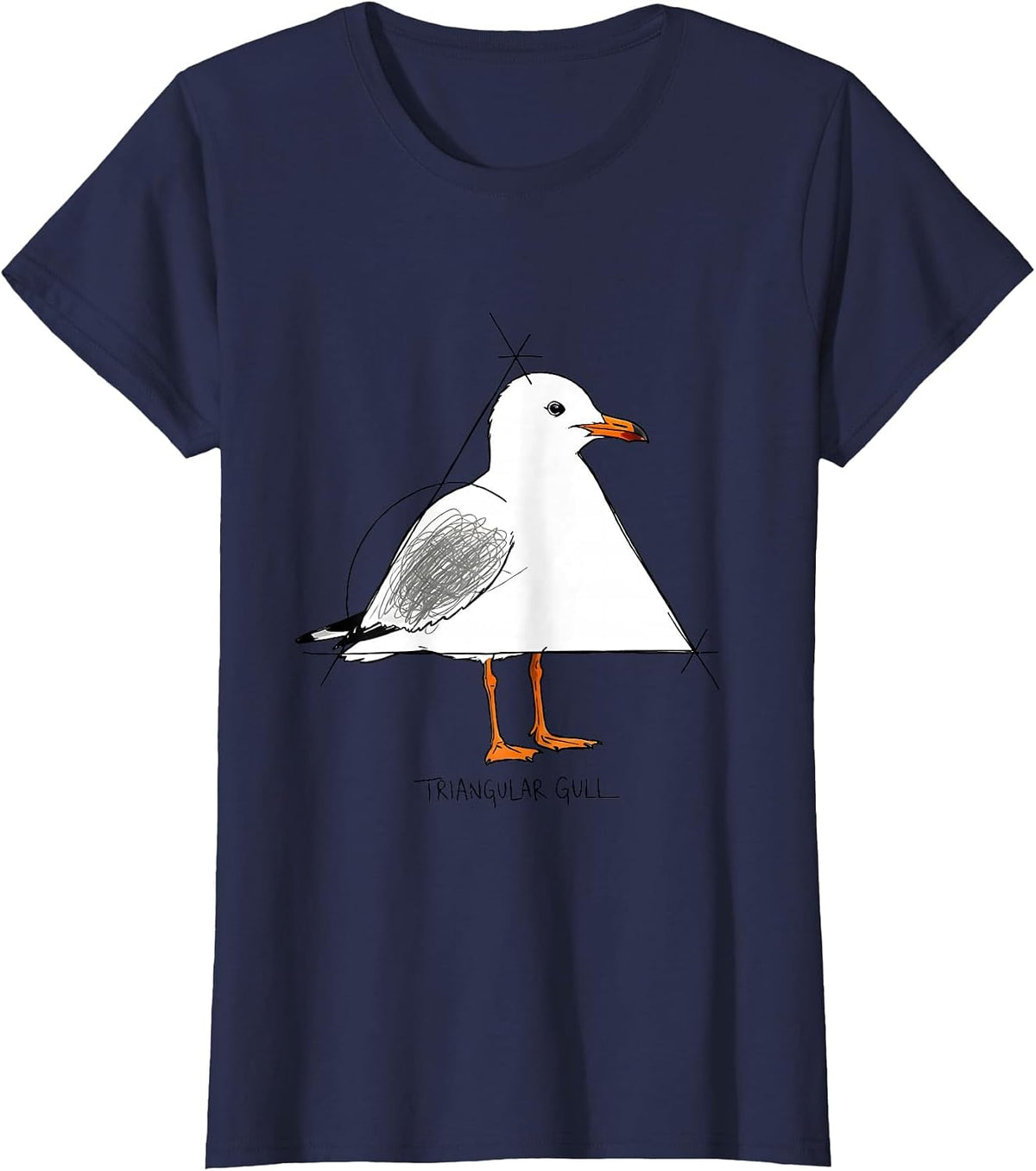 Women's Triangular Gull Funny Bird Pun Math Teacher Geometry Humor T-Shirt - Navy Blue