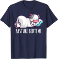 Funny Pasture Bedtime Cute Cow Sleeping Pajamas PJs Napping T-Shirt - Navy Blue