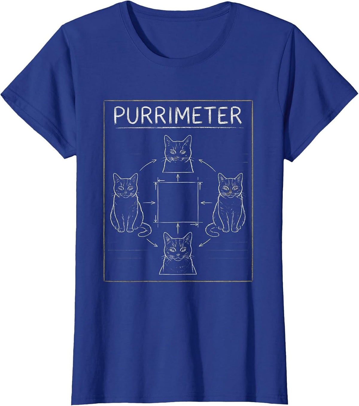 Women's Purrimeter Cat Geometry Math Funny Science Teacher Student T-Shirt - Royal Blue