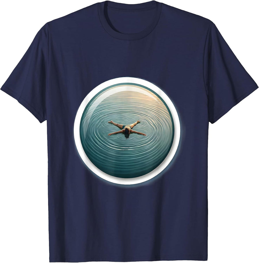 Mental Health Matters Peaceful Float Illustration T-Shirt - Navy Blue