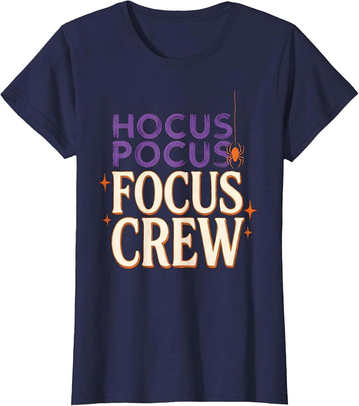 Women's Hocus Pocus Focus Crew Funny Teacher Halloween Costume T-Shirt - Navy Blue