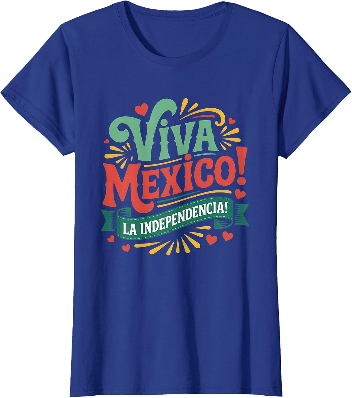 Viva Mexico Colorful Folk Art Mexican Independence Day T-Shirt - Royal Blue