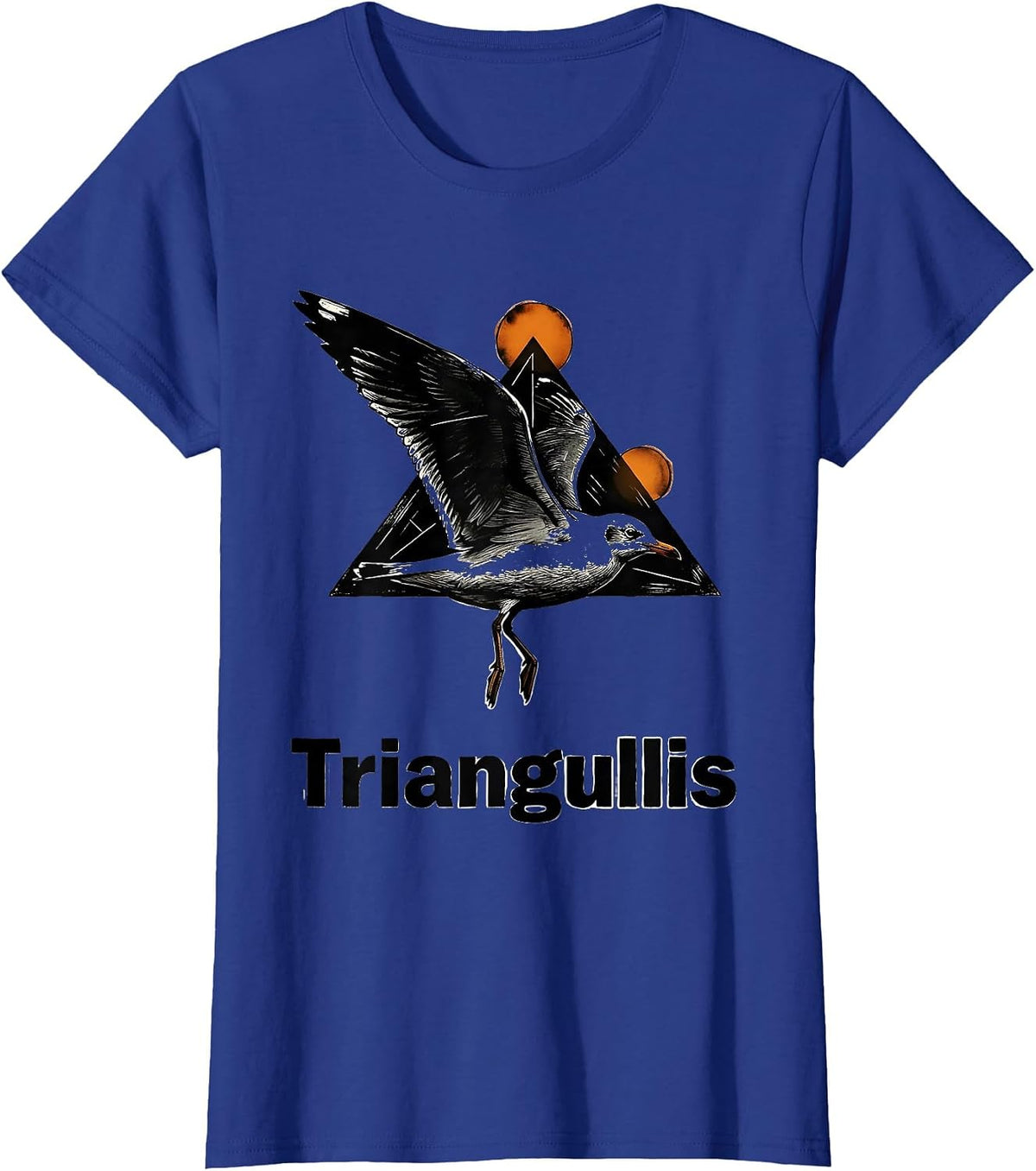 Women's Triangullis Linocut Triangle Bird Pun Funny Math Teacher T-Shirt - Royal Blue