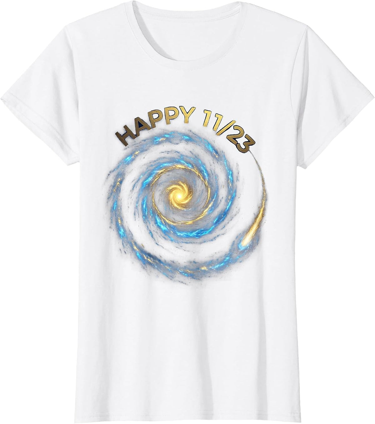 Happy 11/23 Cosmic Fibonacci Spiral Sacred Geometry Math T-Shirt - White