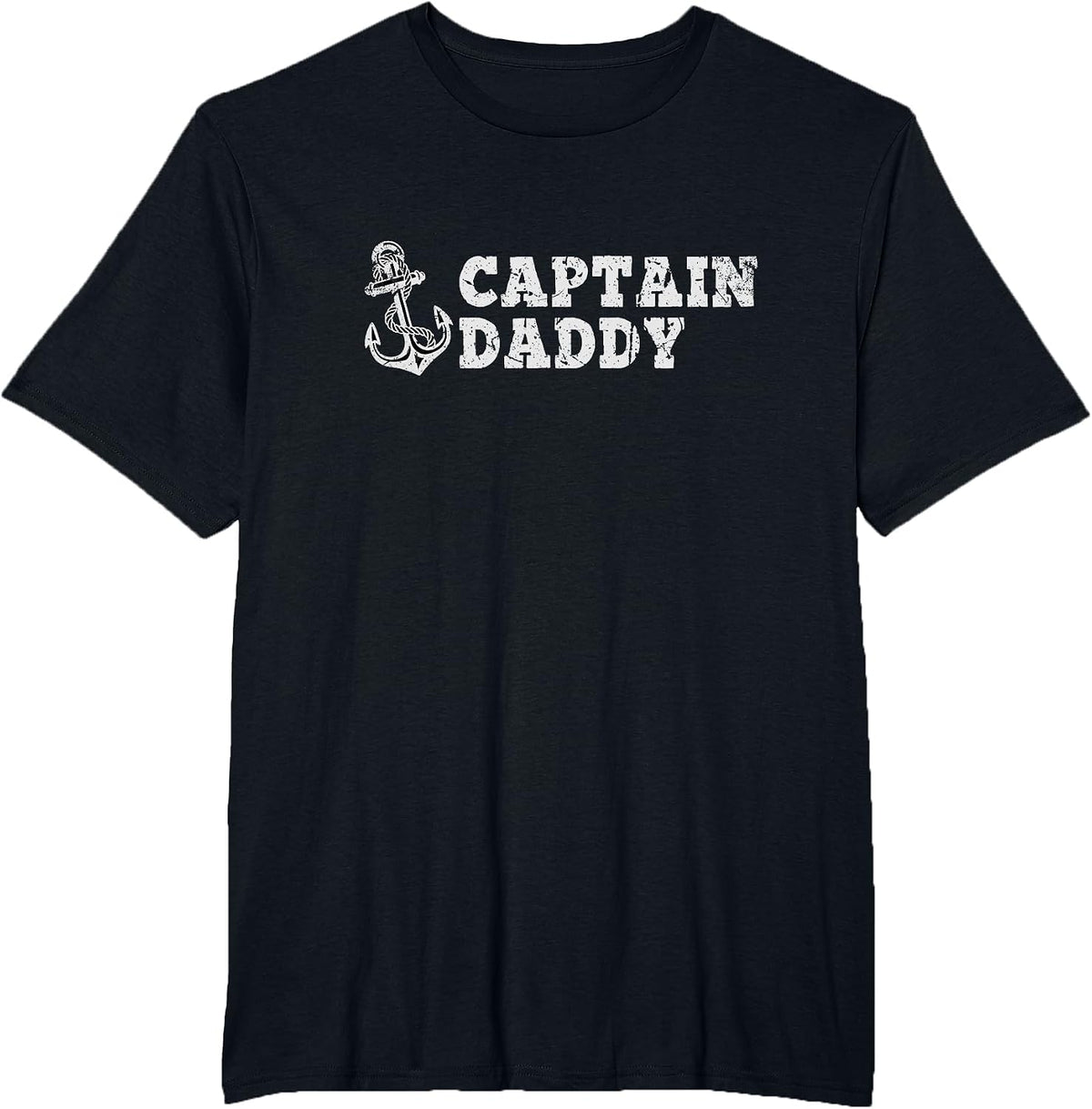 Captain Daddy Sailing Boating Vintage Boat Anchor Funny T-Shirt - Black
