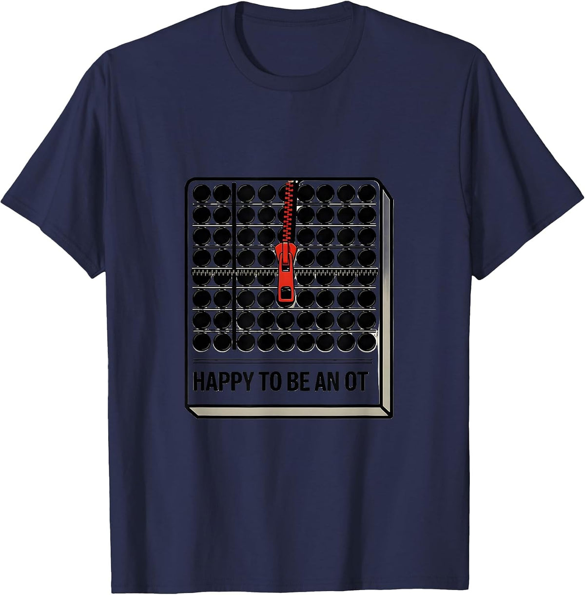 Happy To Be An OT Funny Occupational Therapy Swiss T-Shirt - Navy Blue