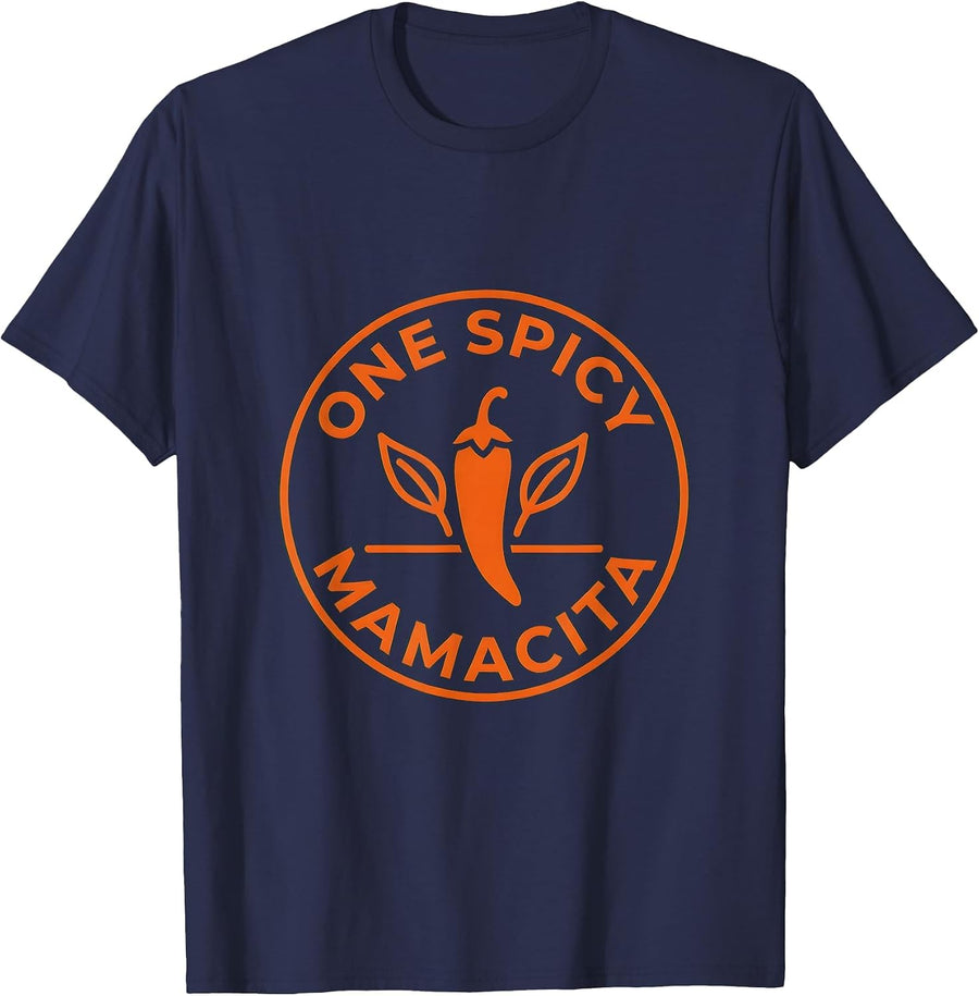 One Spicy Mamacita Bold Latina Pride Design T-Shirt - Navy Blue