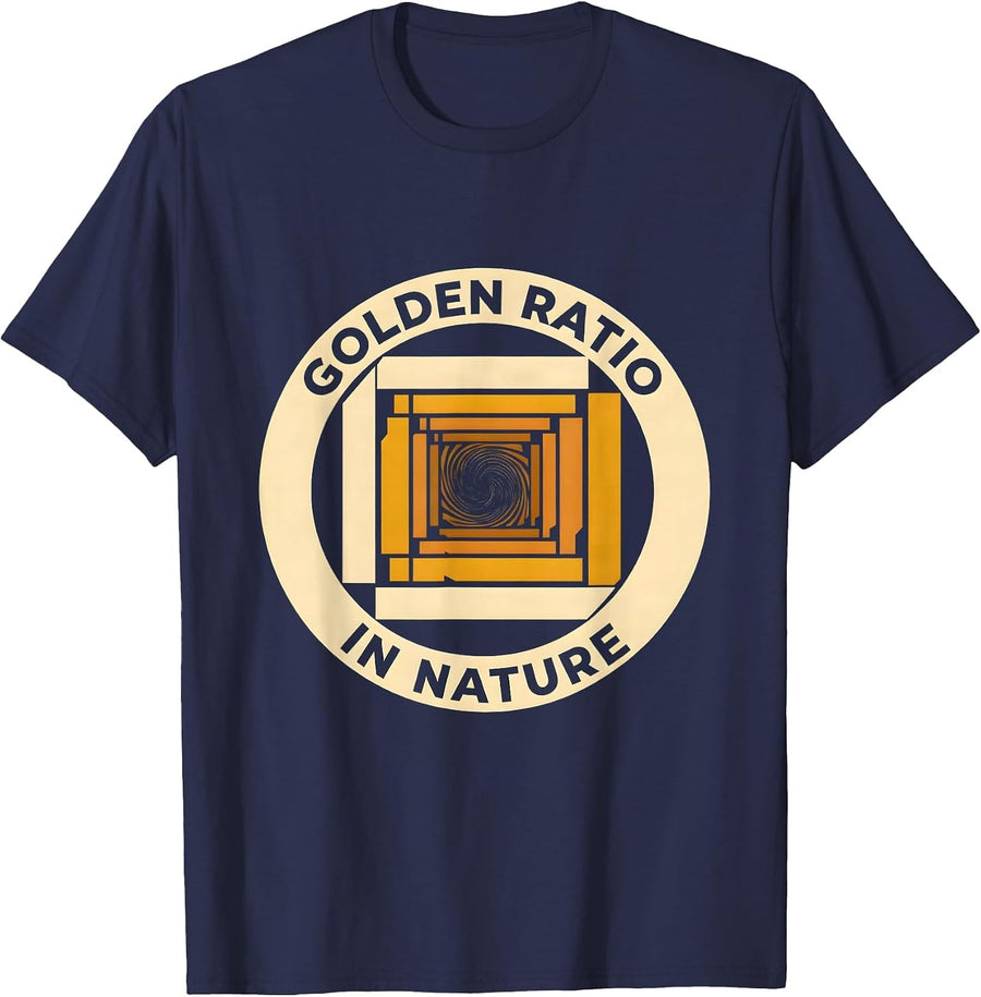 Golden Ratio In Nature Math Enthusiast Sacred Geometry T-Shirt - Navy Blue