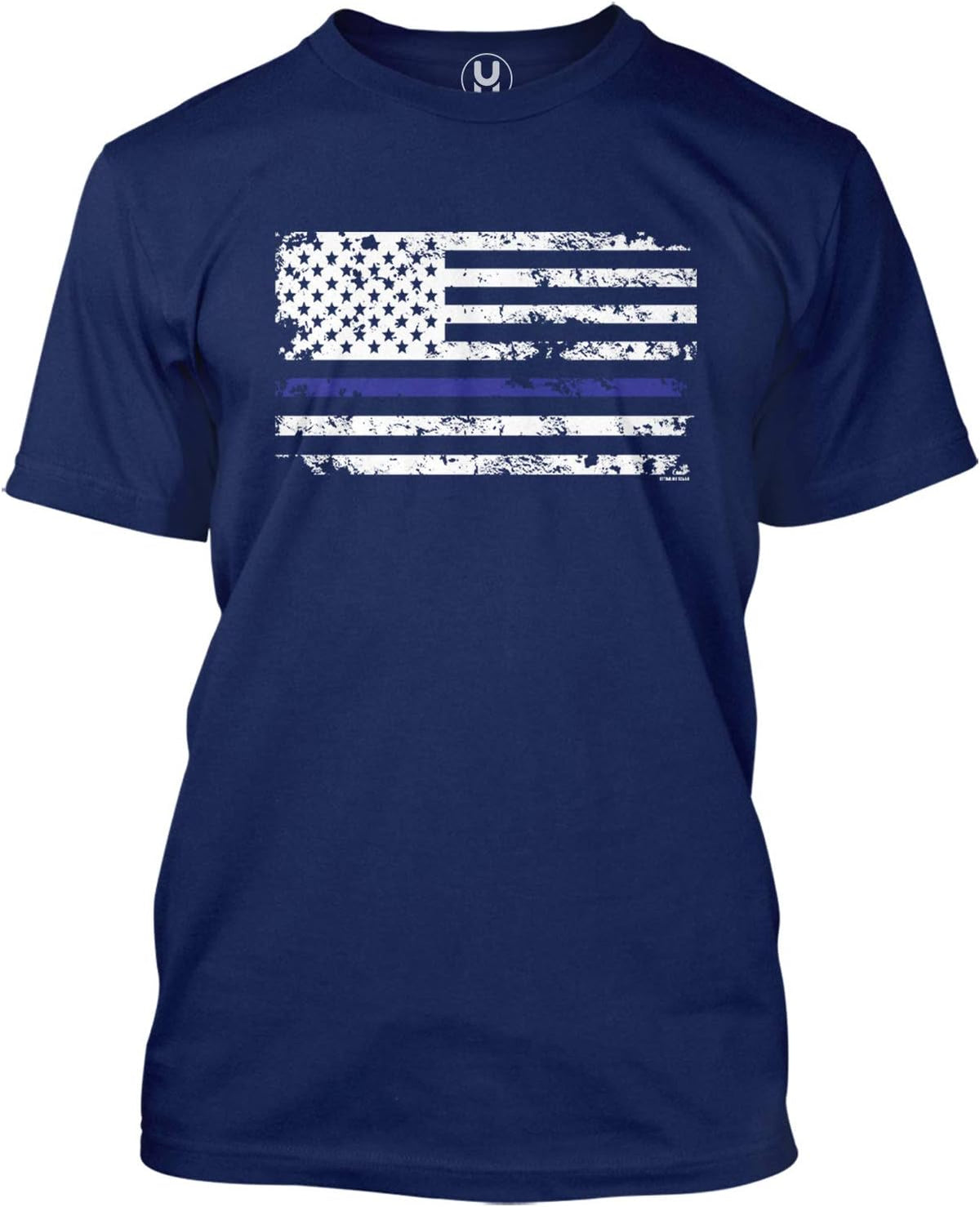 Haase Unlimited Blue Line American Flag - Support Police Cops Men's T-Shirt - Navy