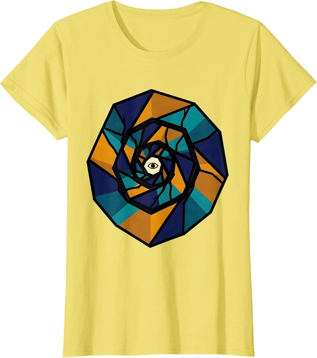 Spiral Ribbon Stained Glass Sacred Geometry Math Lover T-Shirt - Lemon Yellow