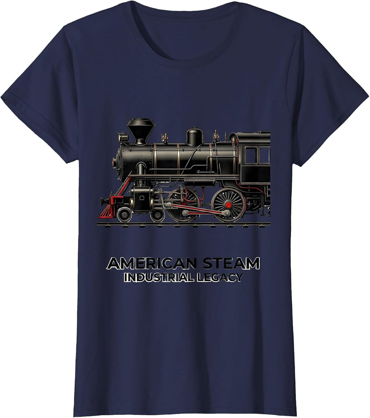 Women's American Steam Industrial Legacy Big Boy 4014 Train Engineer T-Shirt - Navy Blue