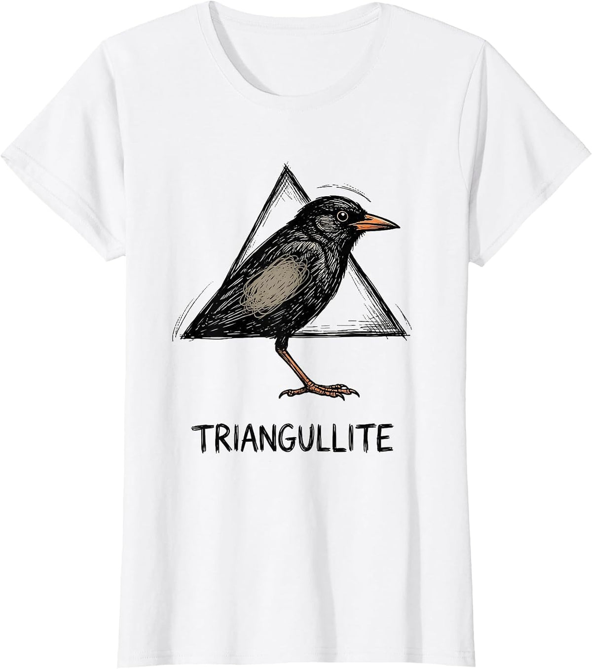 Triangullite Funny Triangle Bird Pun Math Teacher Humor T-Shirt - White
