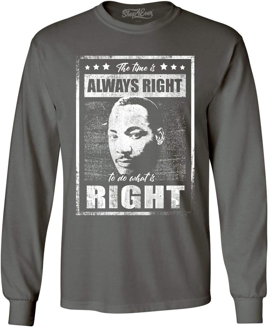 Martin Luther King Jr. Quote Men's Long Sleeve Shirt - Charcoal