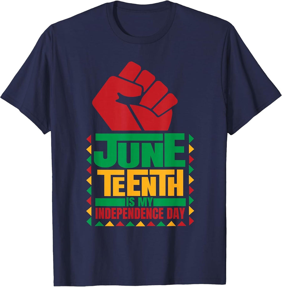 Juneteenth is My Independence Day Novelty Juneteenth T-Shirt - Navy Blue