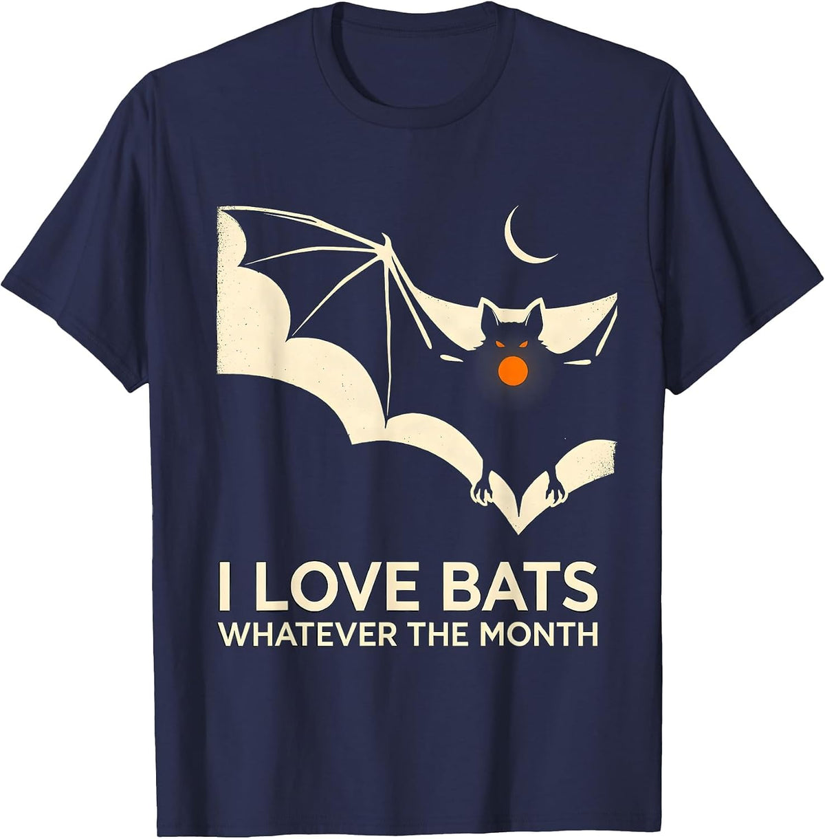 Men's I Love Bats Whatever The Month Vintage Bat Lover Halloween T-Shirt - Navy Blue