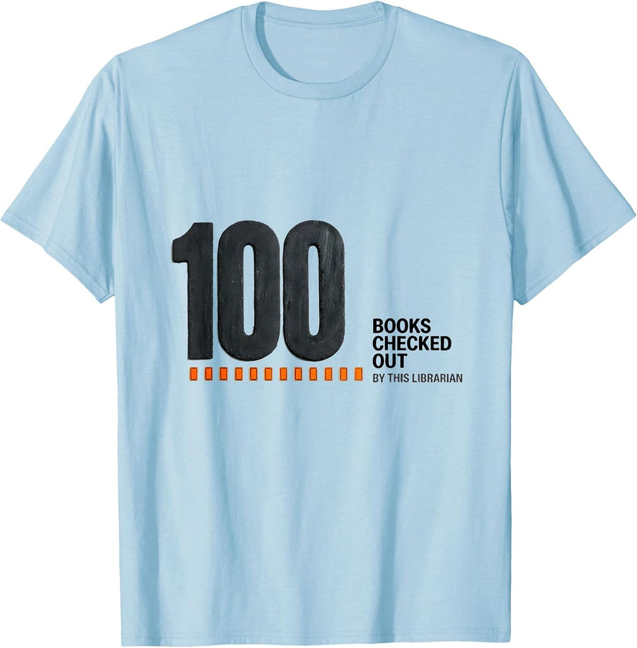 Men's 100 Books Checked Out By This Librarian Teacher T-Shirt - Baby Blue