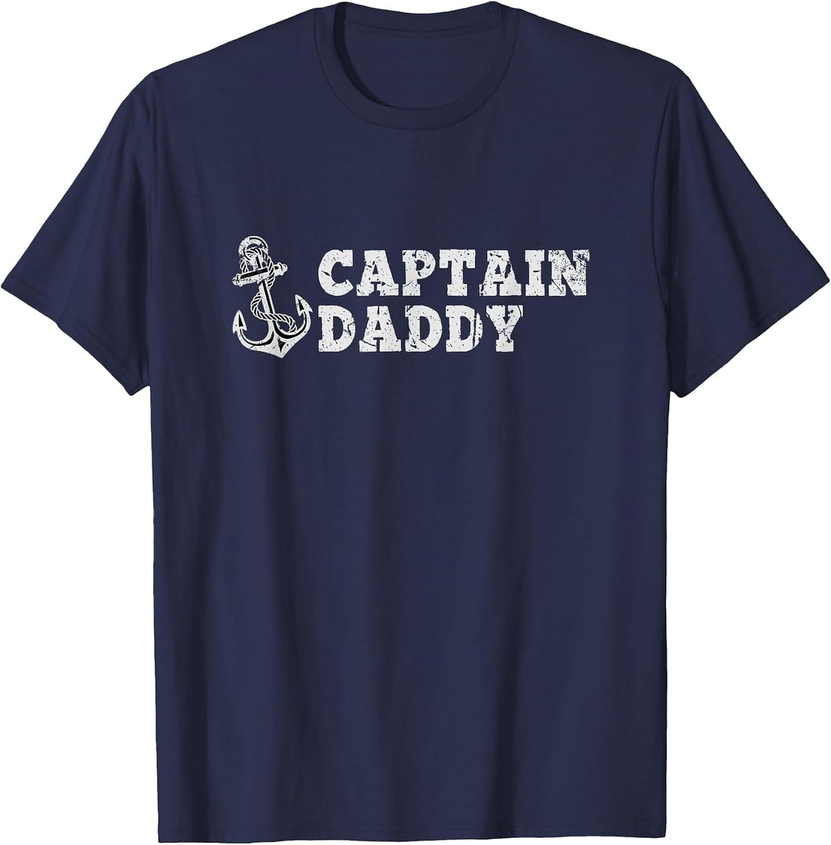 Captain Daddy Sailing Boating Vintage Boat Anchor Funny T-Shirt - Navy Blue