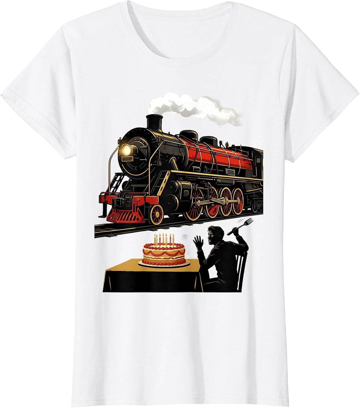Oversized Steam Locomotive Funny Train Enthusiast Gift T-Shirt - White