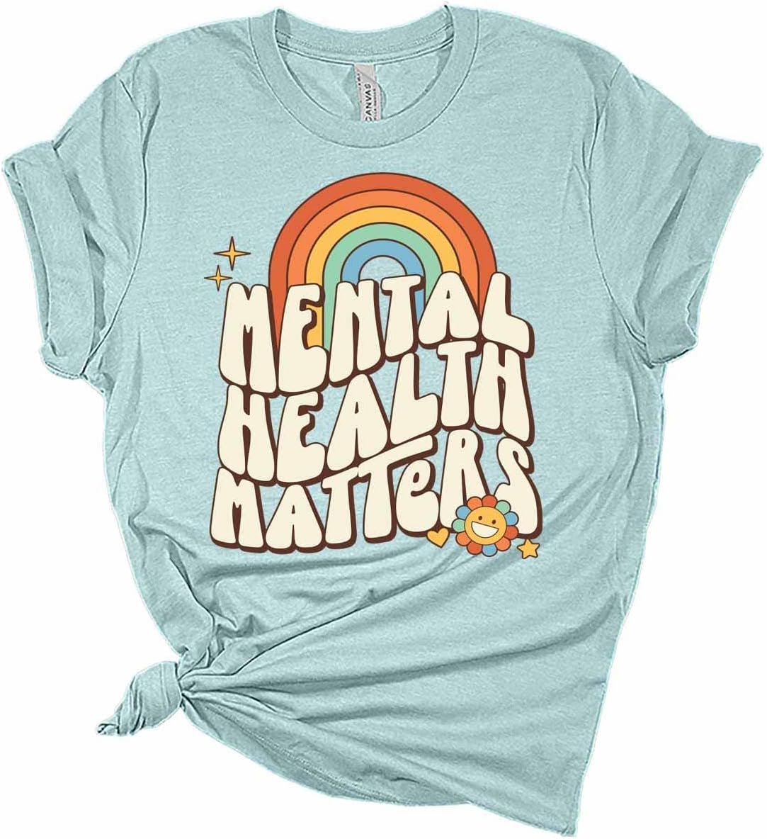 Mental Health Shirt Womens Inspirational T Shirts Cute Vintage Graphic Tees Retro Suicide Awareness Floral Tops - Mental