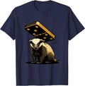 Honey Badger Domino Cartoon Animal Lover Humor T-Shirt - Navy Blue