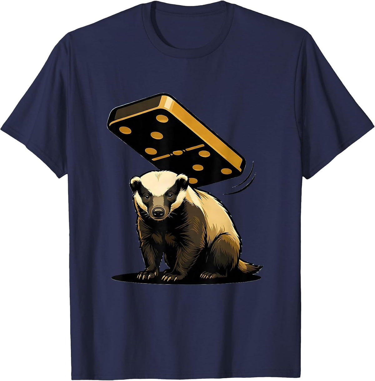 Honey Badger Domino Cartoon Animal Lover Humor T-Shirt - Navy Blue
