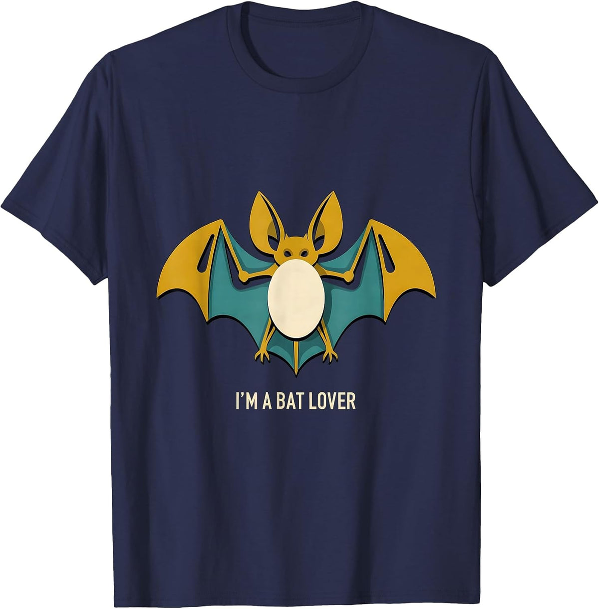 Men's I'm A Bat Lover Midcentury Modern Bat Enthusiast Wildlife T-Shirt - Navy Blue