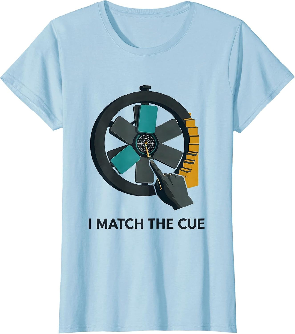 I Match The Cue Midcentury Modern Special Education Teacher T-Shirt - Baby Blue