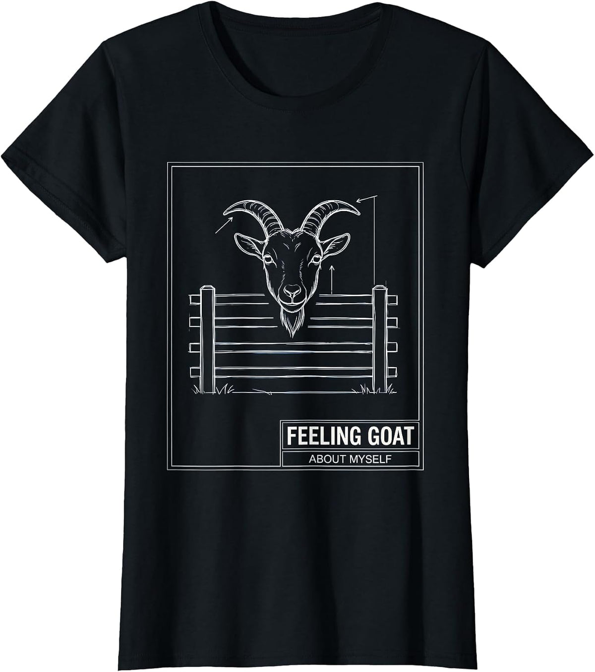 Women's Feeling Goat About Myself Funny Goat Pun Meme Dad Joke Humor T-Shirt - Black