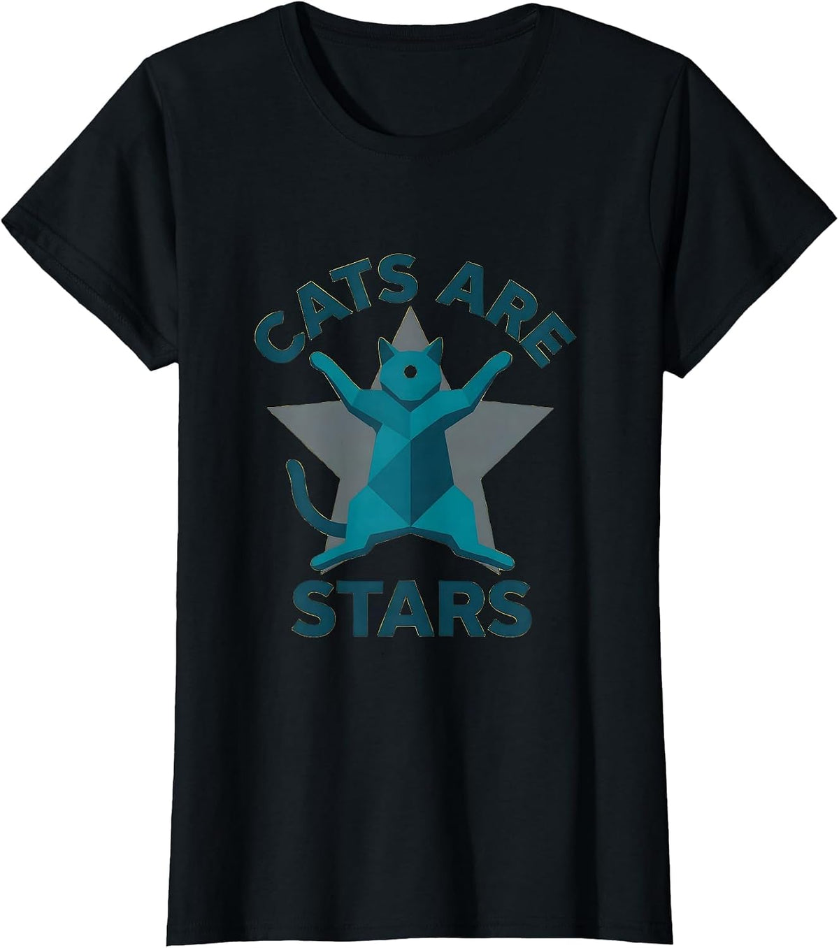 Cats Are Stars Funny Cat Geometry Math Teacher Gift T-Shirt - Black
