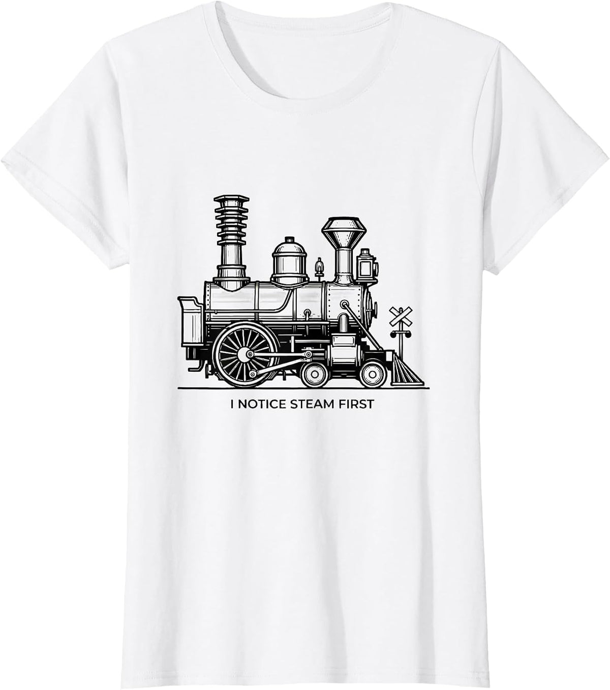 I Notice Steam First Vintage Steam Locomotive Train T-Shirt - White