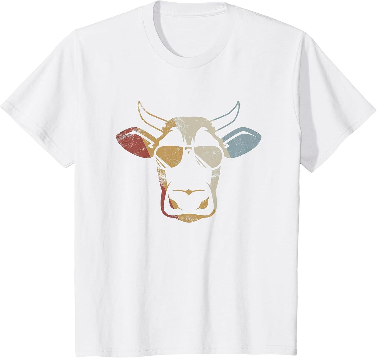 Vintage Cow Sunglasses Retro Farming Graphic Men T-Shirt - White