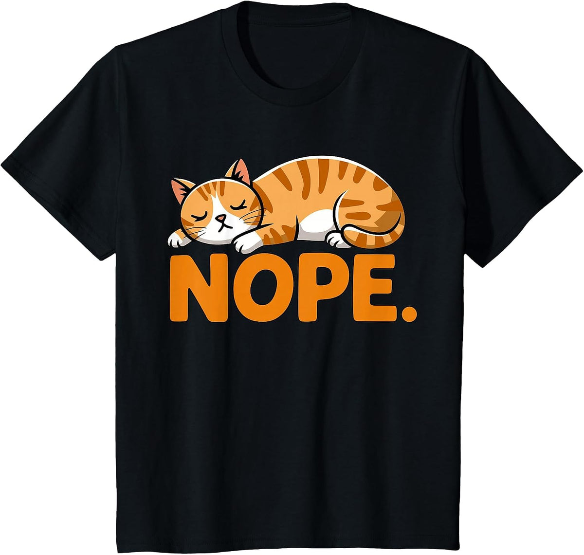 Nope Orange Cat T-Shirt - Black