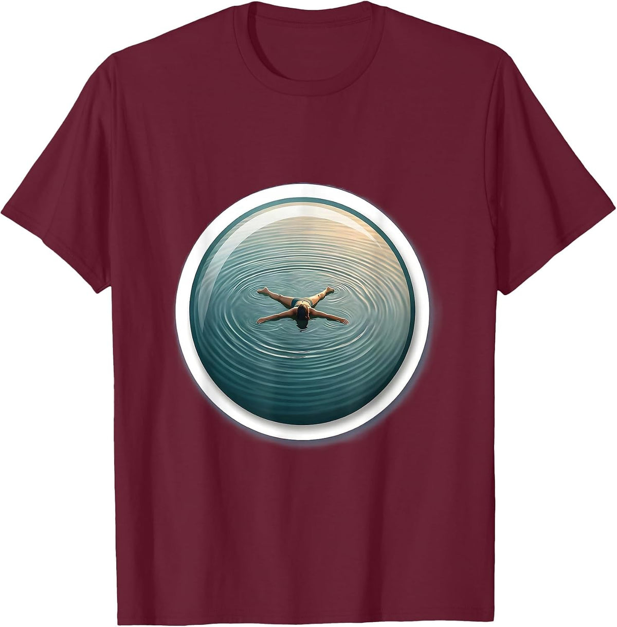 Mental Health Matters Peaceful Float Illustration T-Shirt - Burgundy