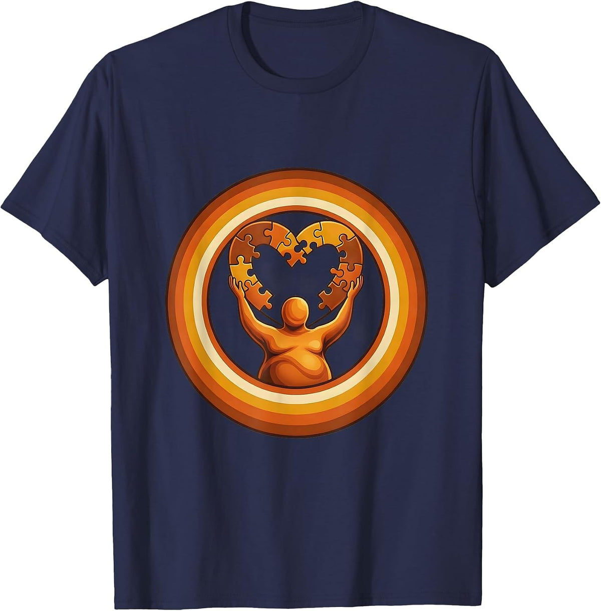 SPED Teacher Puzzle Heart Illustration Gift T-Shirt - Navy Blue