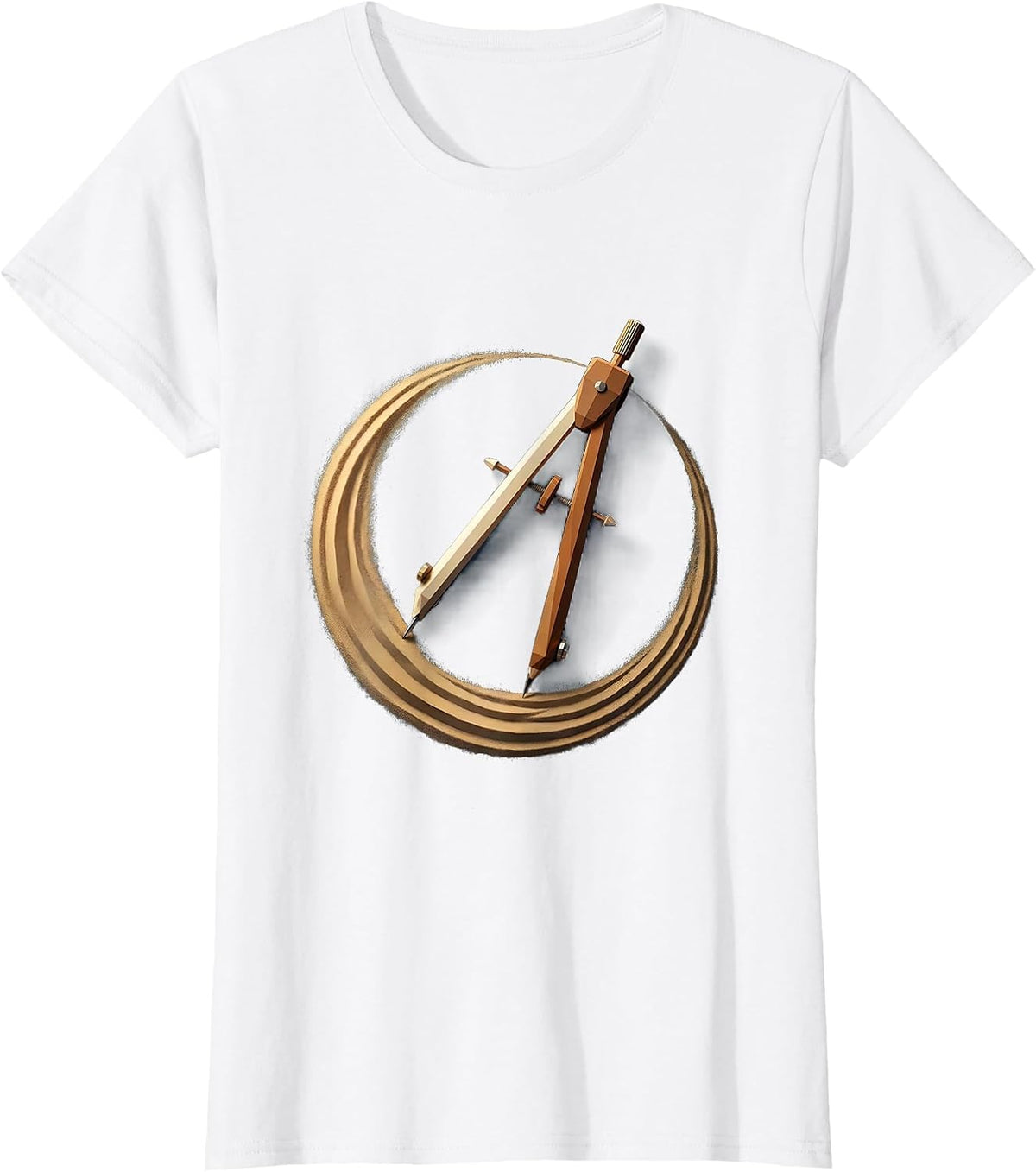 Women's Compass Circle Math Geometry Illustration T-Shirt - White