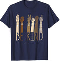 Be Kind Sign Language Hand Talking Teachers Interpreter ASL T-Shirt - Navy Blue