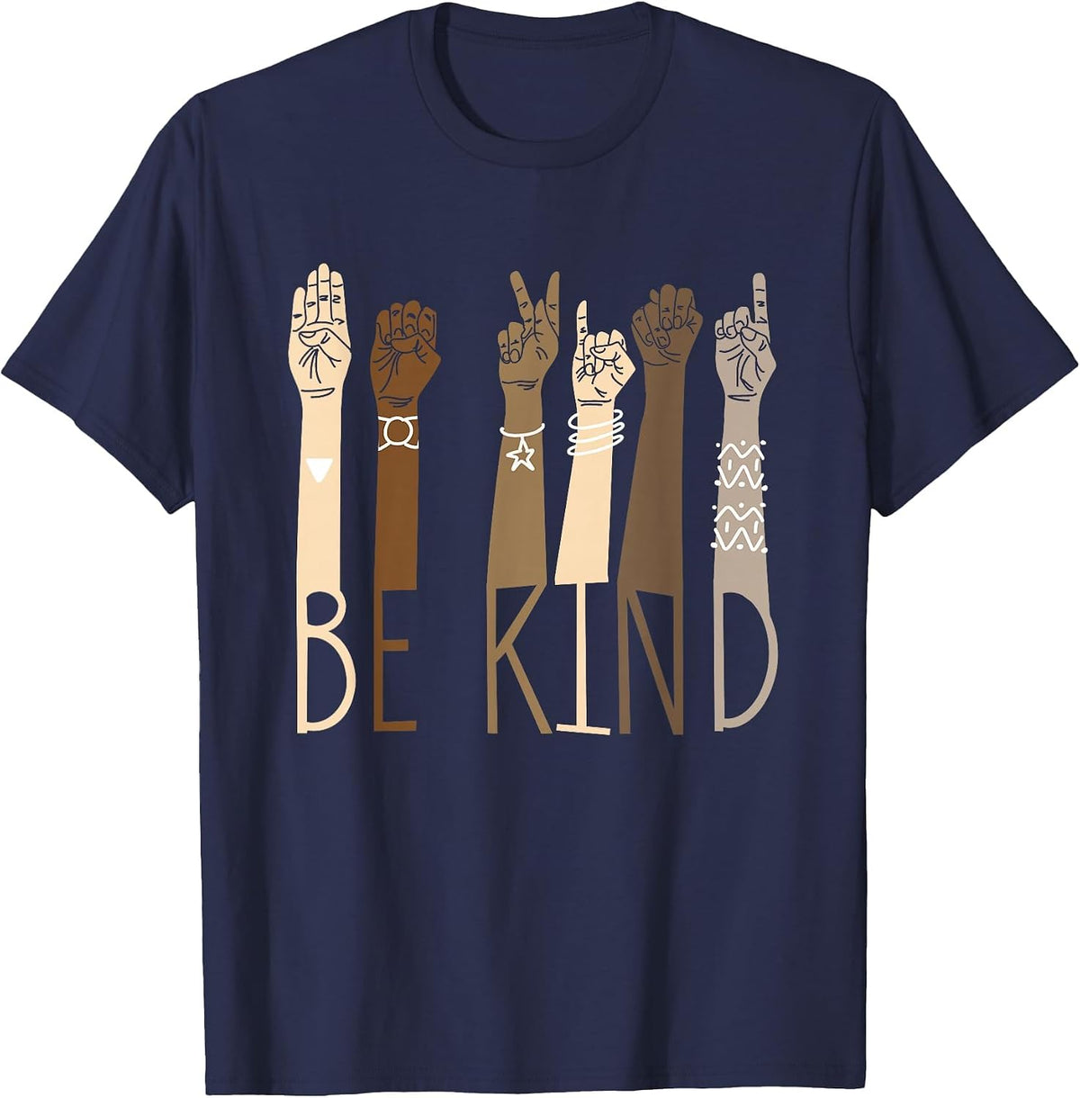 Be Kind Sign Language Hand Talking Teachers Interpreter ASL T-Shirt - Navy Blue