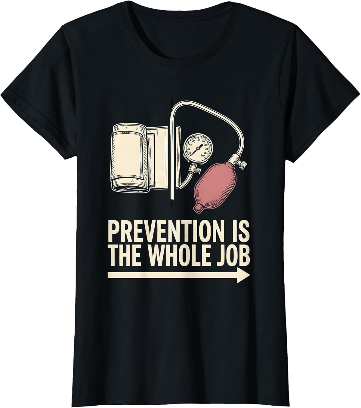 Prevention Is The Whole Job Vintage Wellness Squad Health T-Shirt - Black