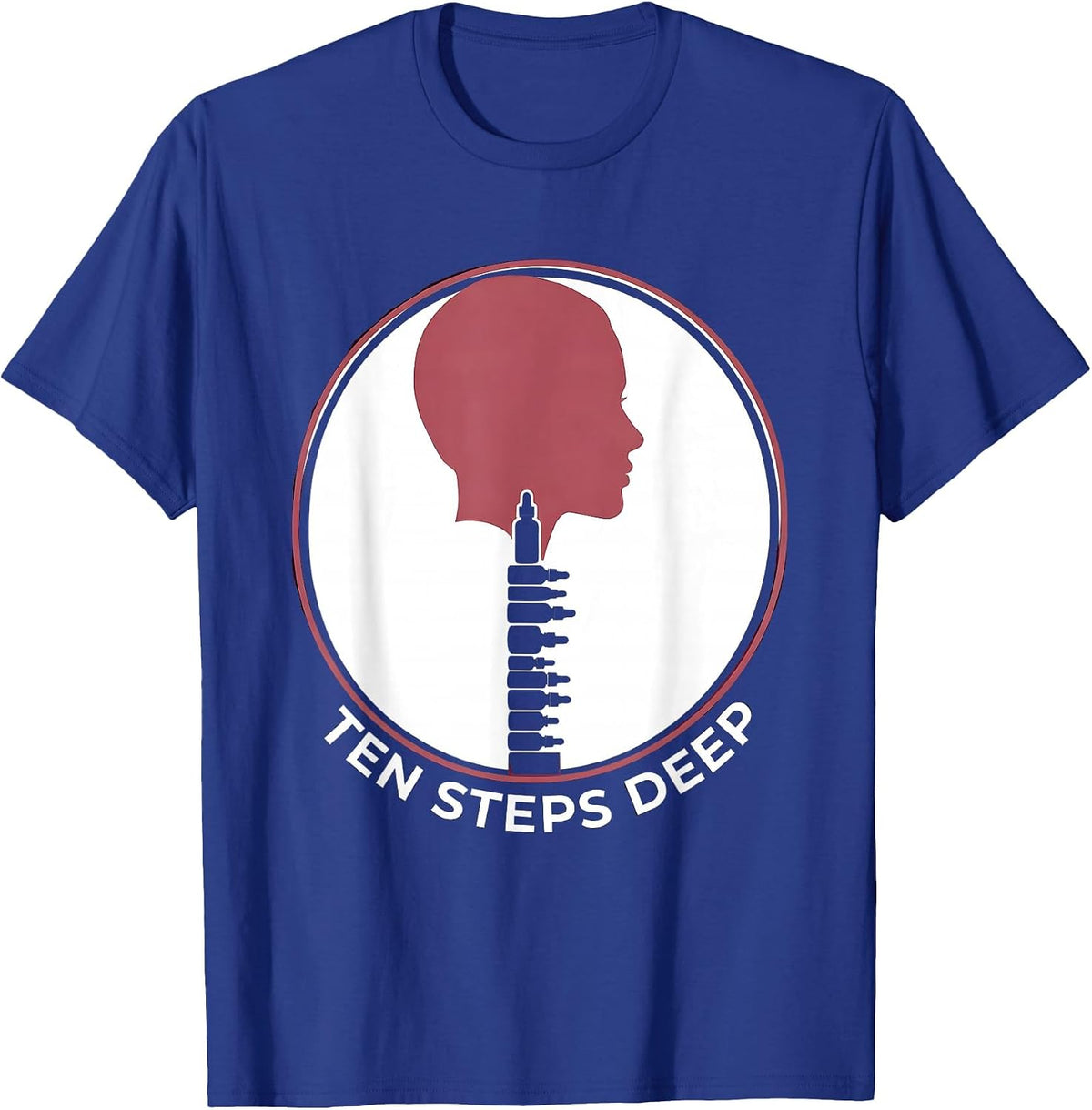 Ten Steps Deep K-Beauty Skincare Lifestyle Design T-Shirt - Royal Blue