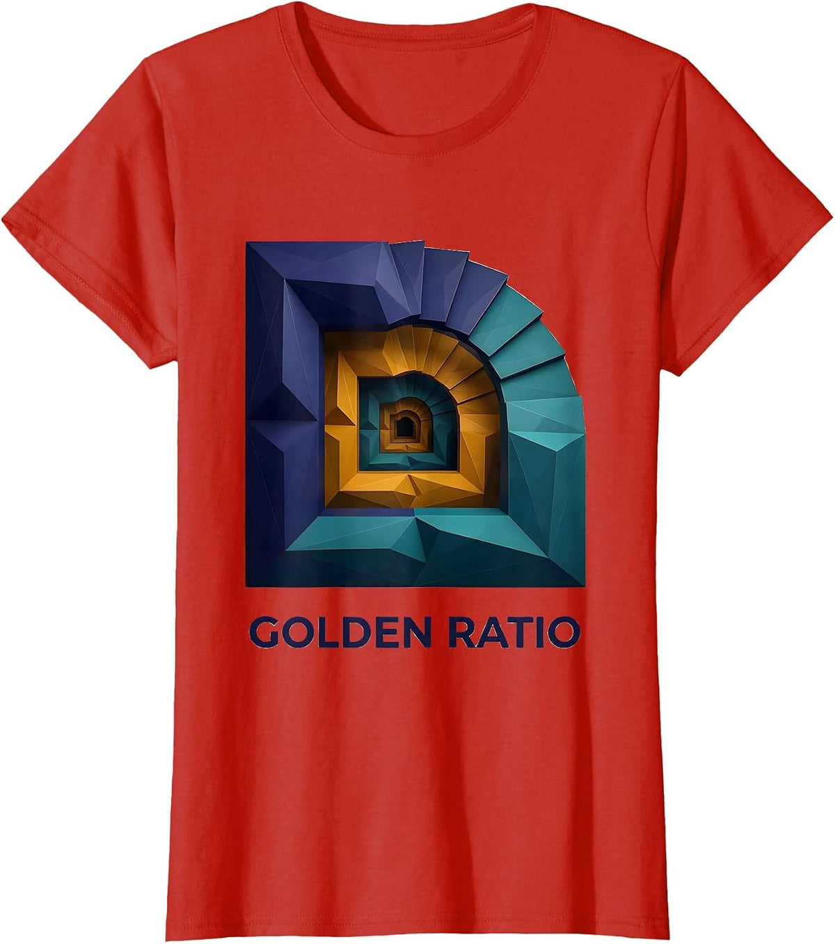 Women's Golden Ratio Low Poly Sacred Geometry Math Enthusiast Gift T-Shirt - Red