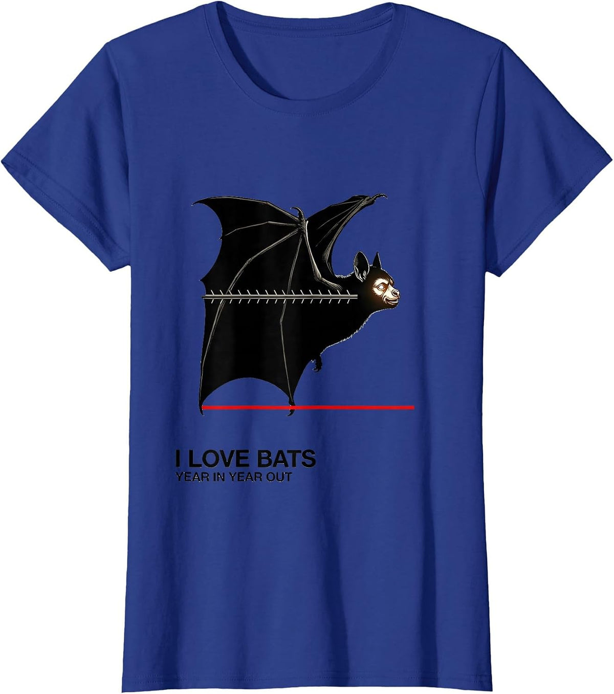 Women's I Love Bats Year In Year Out Vintage Bat Lover Halloween T-Shirt - Royal Blue
