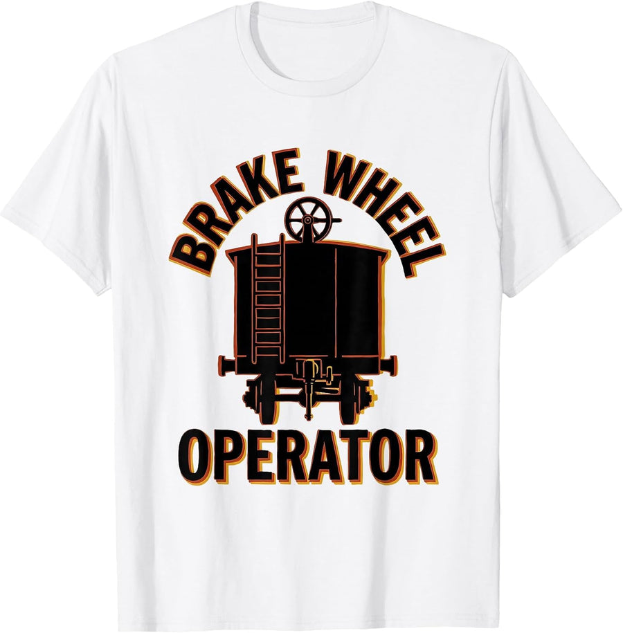 Men's Brake Wheel Operator Vintage Steam Locomotive Train T-Shirt - White