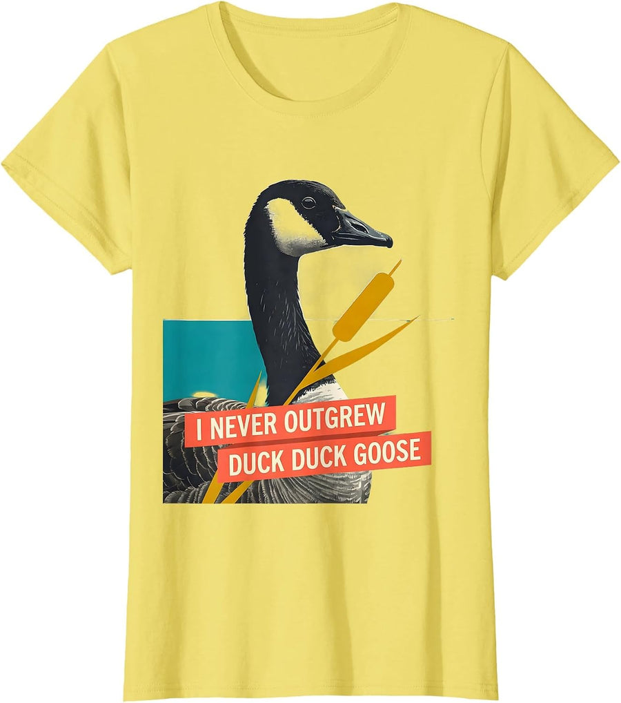 Women's I Never Outgrew Duck Duck Goose Funny Duck Hunter Waterfowl T-Shirt - Lemon Yellow