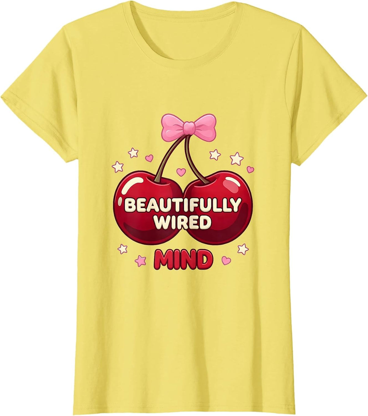 Beautifully Wired Mind Neurodiversity Design T-Shirt - Lemon Yellow