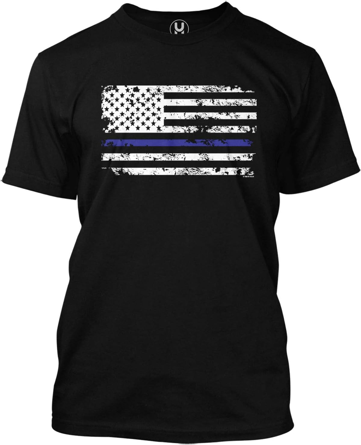 Haase Unlimited Blue Line American Flag - Support Police Cops Men's T-Shirt - Black