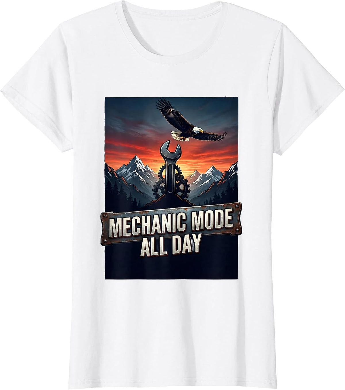 Mechanic Mode All Day Garage Life Design T-Shirt - White
