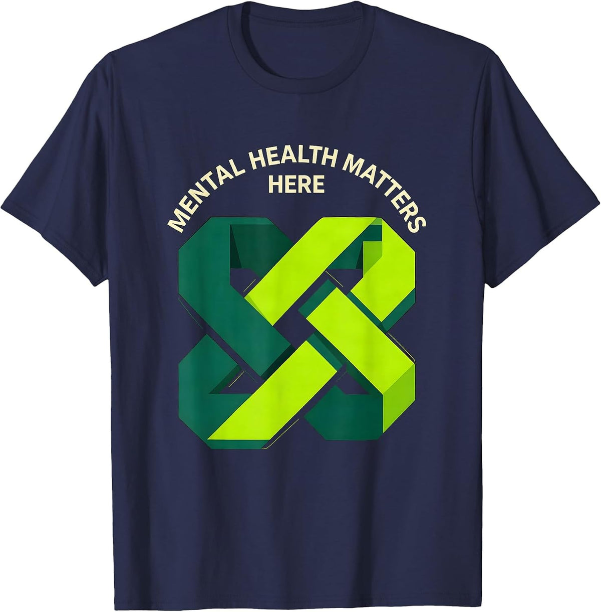 Men's Mental Health Matters Here Geometric Awareness Support T-Shirt - Navy Blue